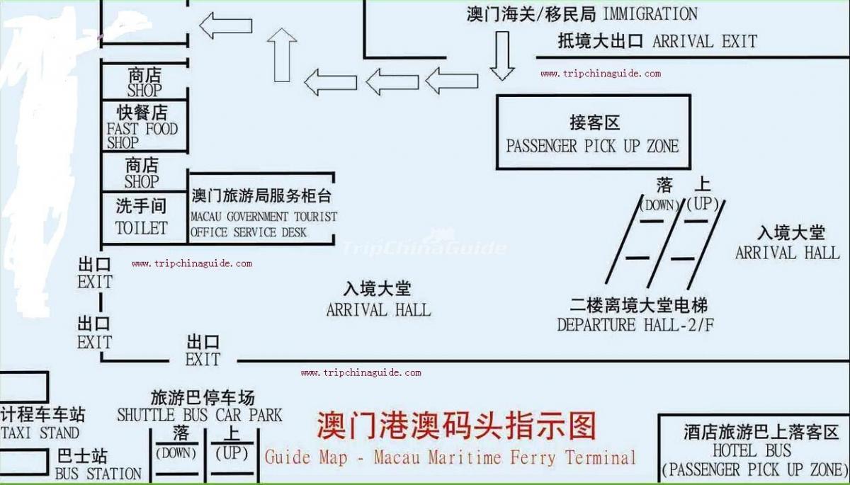 Μακάο εξωτερικό λιμάνι φεριμπότ του χάρτη